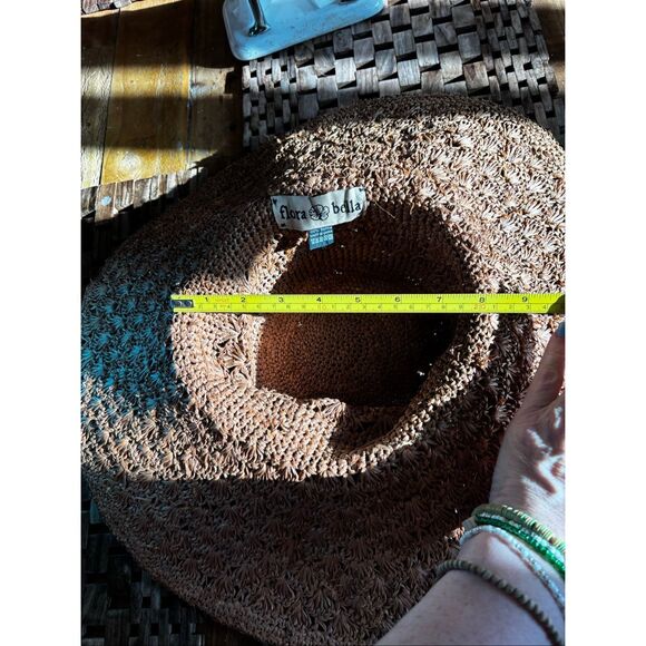 Florabella Handwoven Raffia Hat Tan Color Beach Sun Poolside Vacation Cruise - Picture 11 of 12